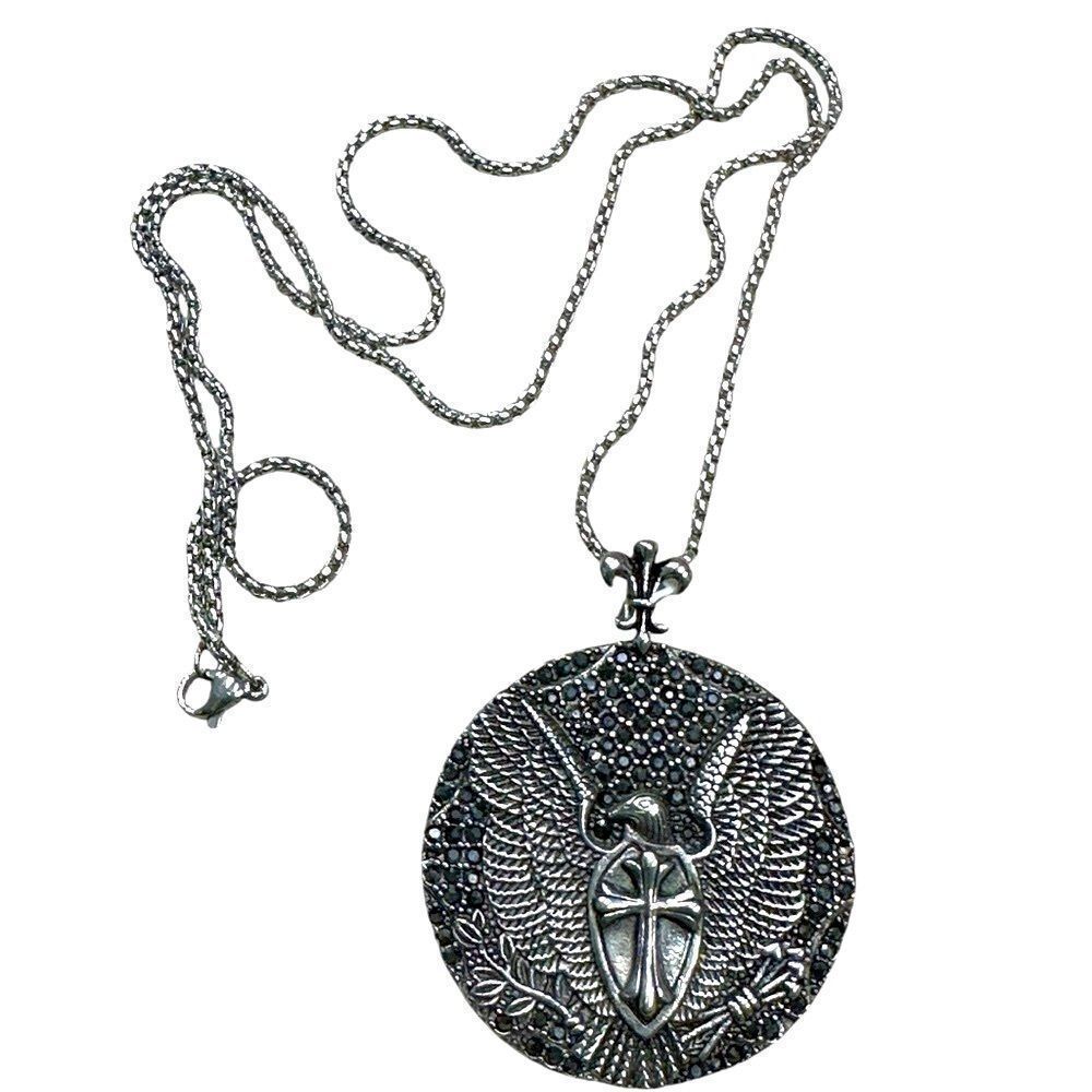 Men’s Stainless Steel Guardian Angel Pendant Necklace – Bold & Edgy